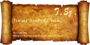 Turay Szofrónia névjegykártya